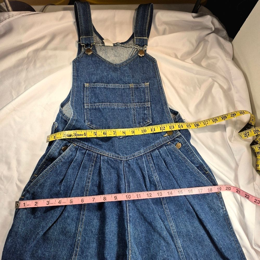 Vintage 80s/90s High-Waisted Pleated Denim Overalls Size Large Relax Retro Fit - Picture 7 of 11